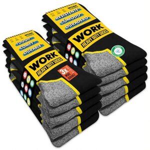 Mens Work Socks Crew Length Black 6 10 Pairs Moisture Wicking Durable Socks